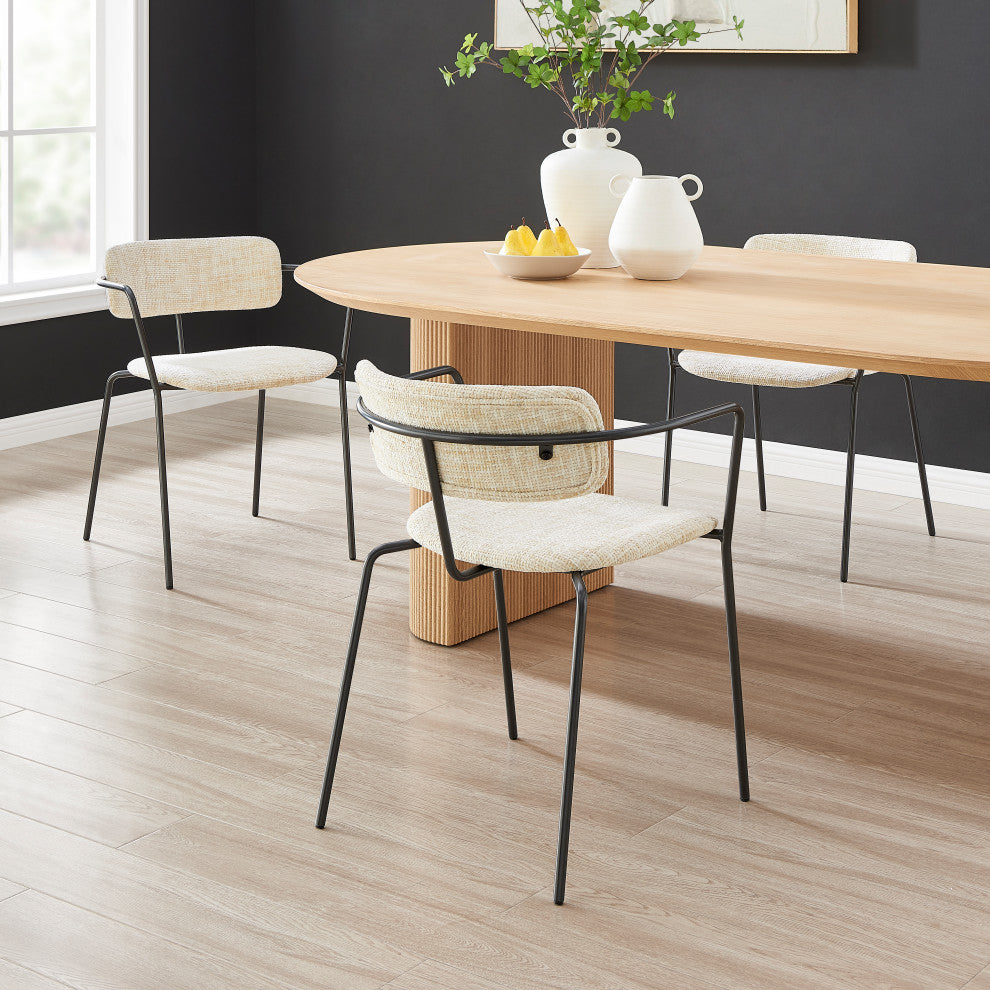 Alivia Fabric Dining Side Arm Chair,, Set of 2, Allure Cream