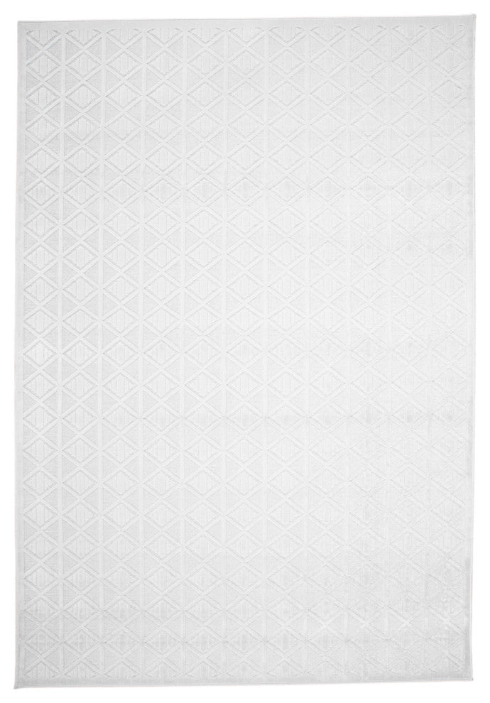 Weave & Wander Soho Lyra Minimal Chenille Rug, White, 5'3"x7'6"