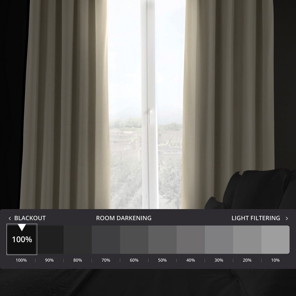 Signature Ecru Blackout Velvet Curtain Single Panel, 50"x96"