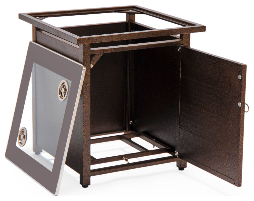 LeisureMod Walbrooke Patio Conversation Set With Fire Pit Table, Charcoal