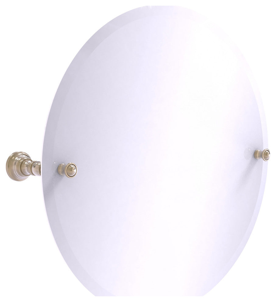 Carolina Frameless Round Tilt Mirror with Beveled Edge, Antique Pewter