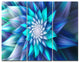 Large Blue Alien Fractal Flower, Floral Triptych Canvas Print, 36x28, 3 Panels