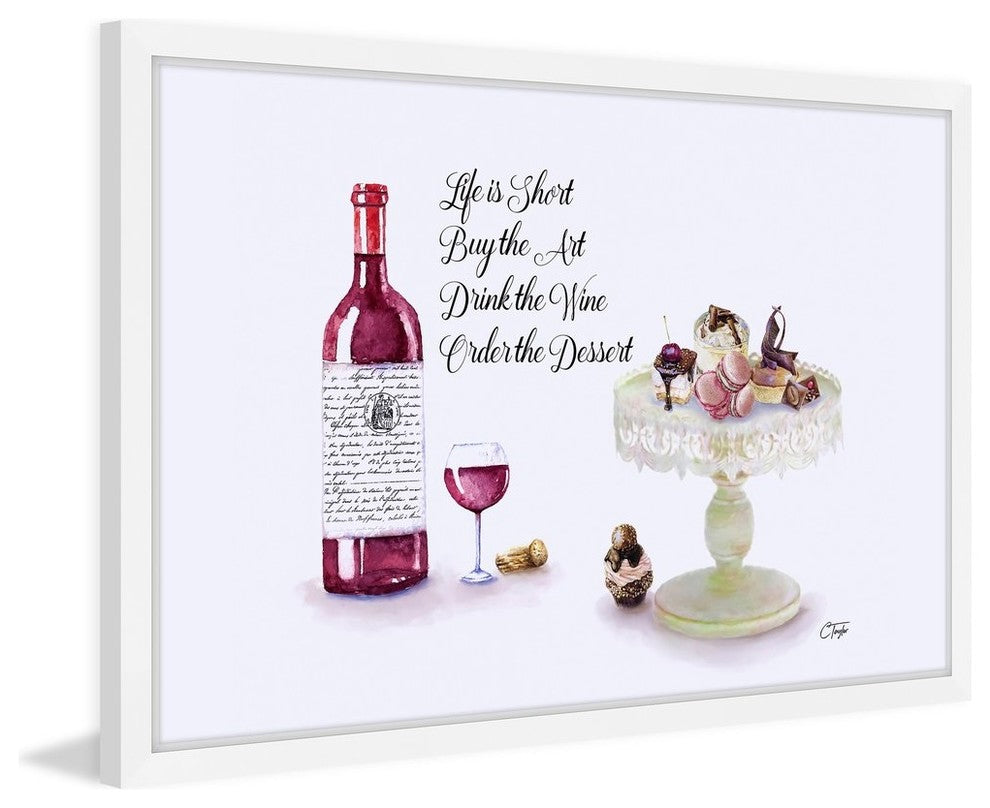 "Red Wine Dessert" Framed Painting Print, 30"x20"