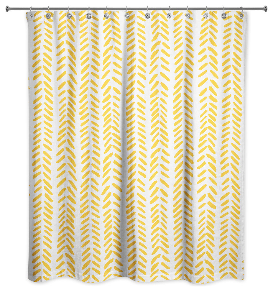 Modern Herringbone Shower Curtain, Yellow