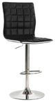 Set of 2 Adjustable Height Bar Stools, Black and Chrome