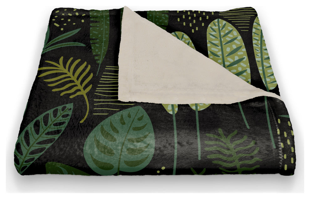 Fun Leaves On Black 50x60 Coral Fleece Blanket