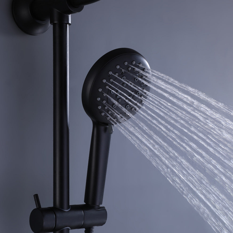 Shower System with 5 Settings Handheld Shower Head ( Not Included Rough Valves), Matte Black