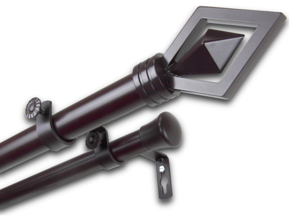 Lance 1" Double Curtain Rod, Mahogany, 160-240"