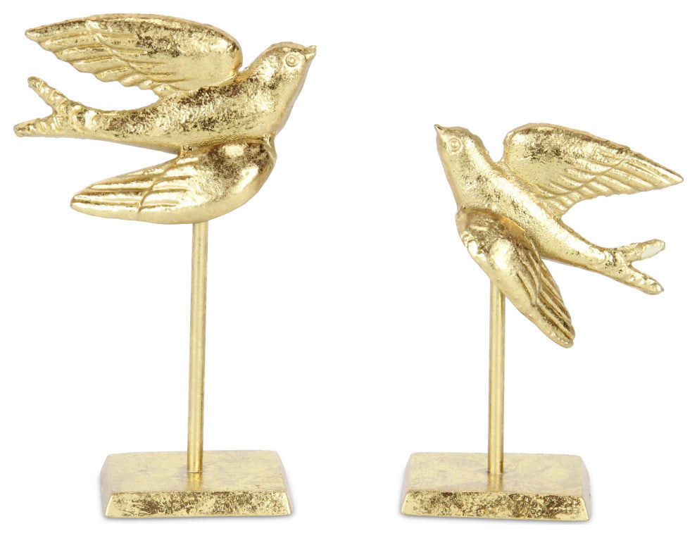 Lirondelle Golden Raised Cast Iron Flying Swallow Decor