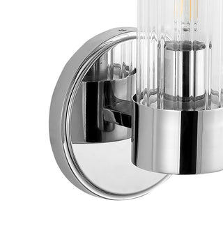 Cecil Tall Cylinder Iron/Striped Glass Modern LED Vanity, Chrome, 1-Light