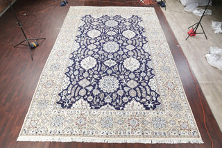 Persian Style Handmade Traditional Nain Oriental Area Rug, Blue, 19'7"X12'11"