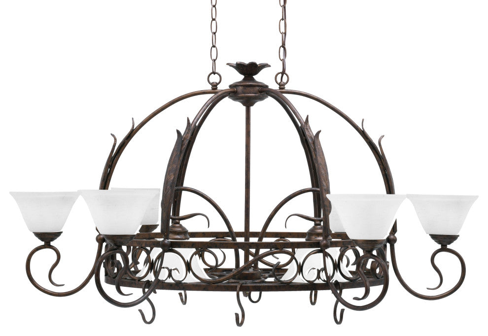 Leaf 8 Light Pot Rack With 8 Hook, Bronze Finish With 7