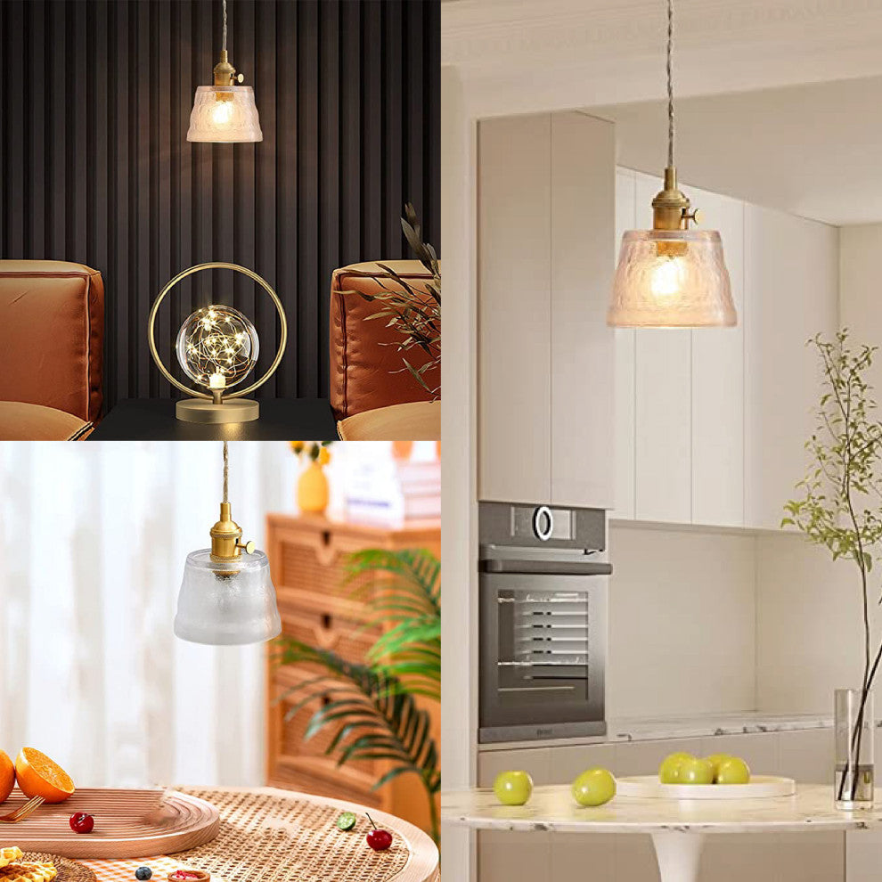 Gold brass pendant light Kitchen Glass Island Light Retro Dinning Room Light