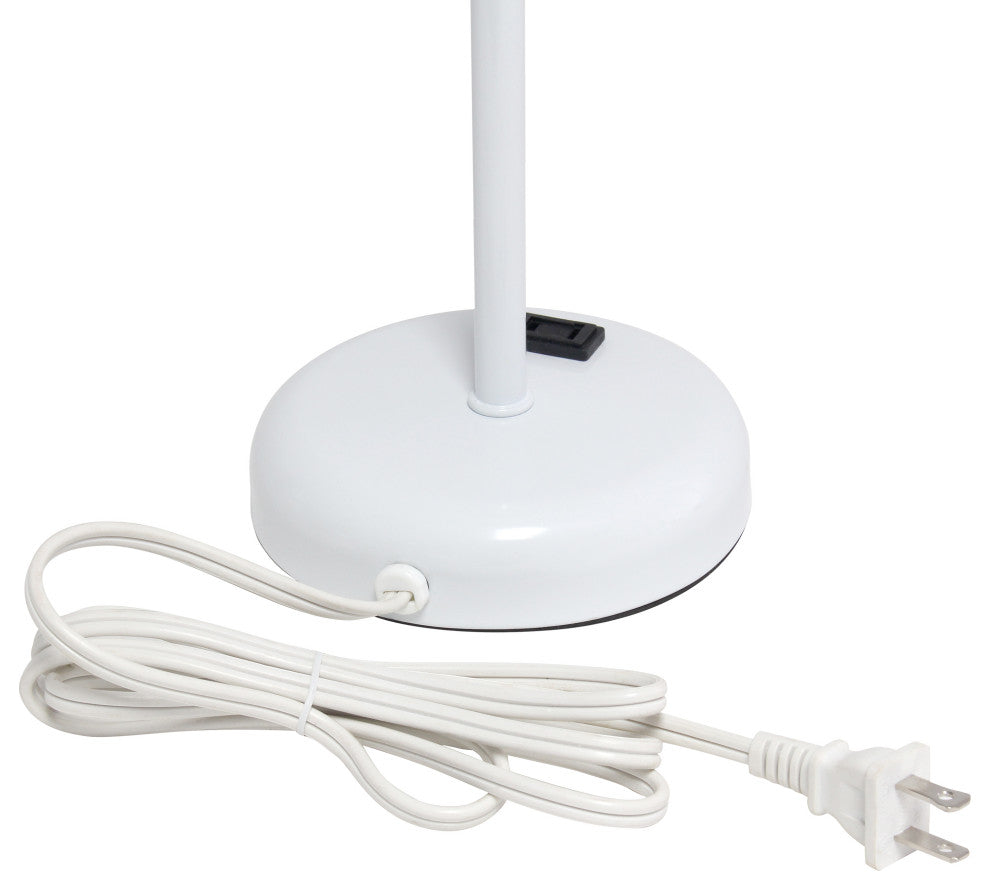 Limelights White Stick Lamp With Charging Outlet and Fabric Shade