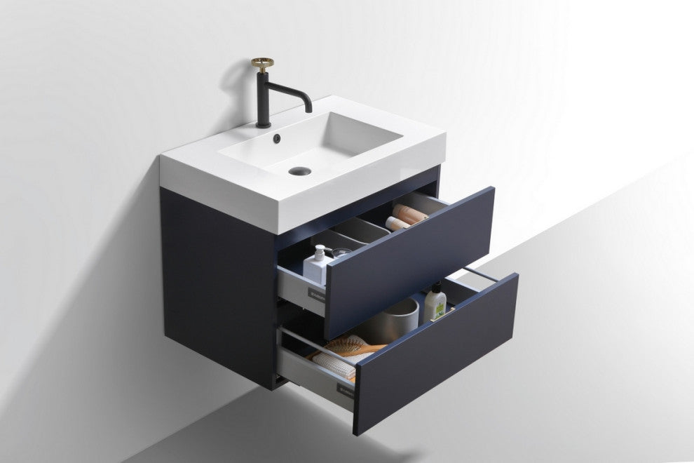 Bliss 30" Wall Mount Bathroom Vanity, Blue