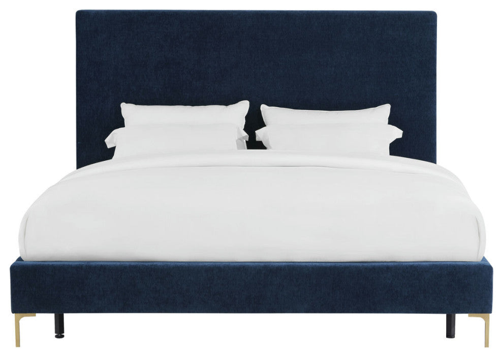 TOV Furniture Delilah Navy Textured Velvet Bed in King