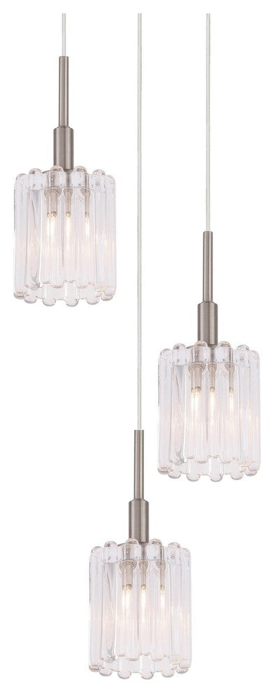 Woodbridge Lighting Candice 3-light Glass Cluster Pendant in Nickel
