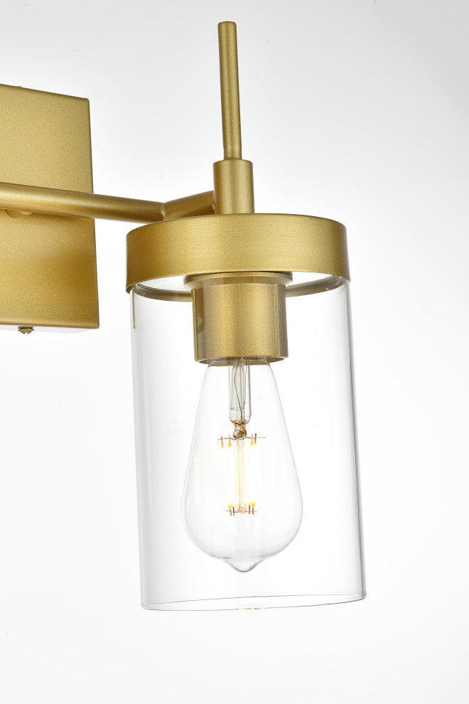 2 Light Brass And Clear Bath Sconce
