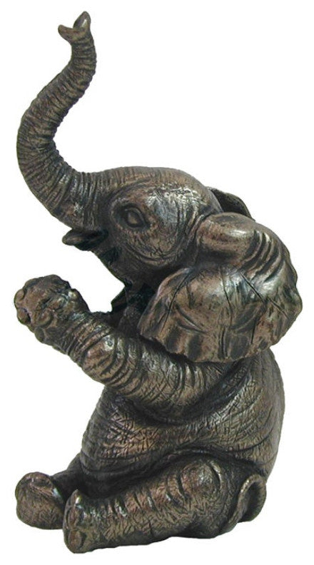 Baby Elephant Sitting - Applauding Statue- Small Figurine by Veronese Design