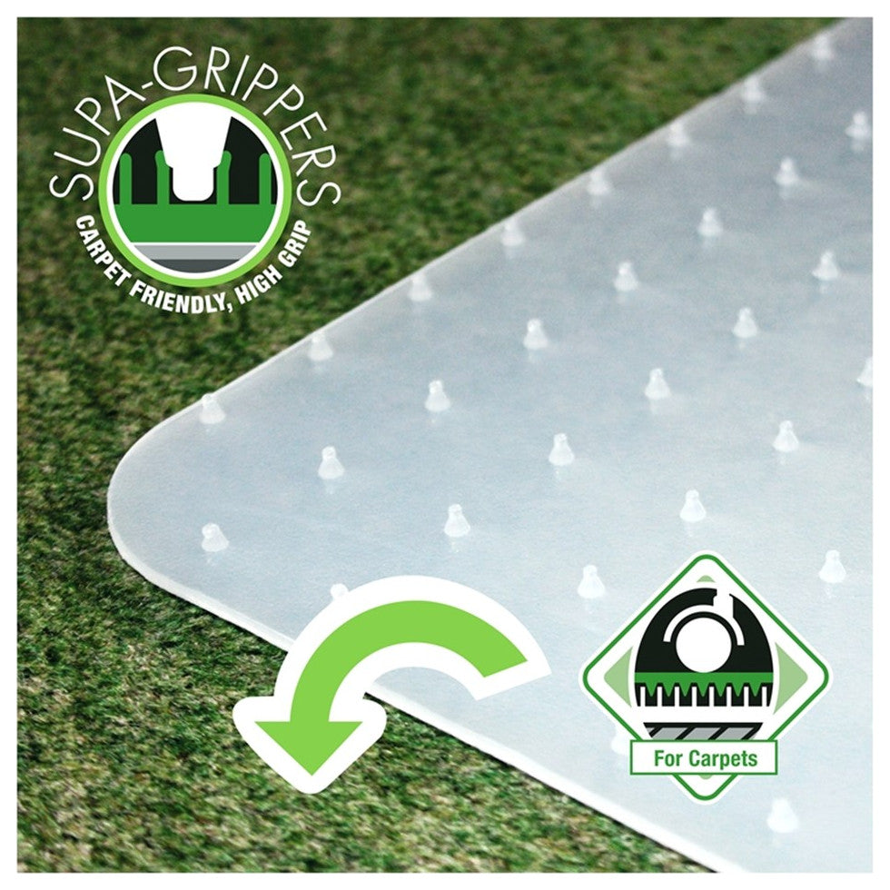Cleartex Polypropylene Rectangular Foldable Chair Mat for Carpets - 35" x 46"