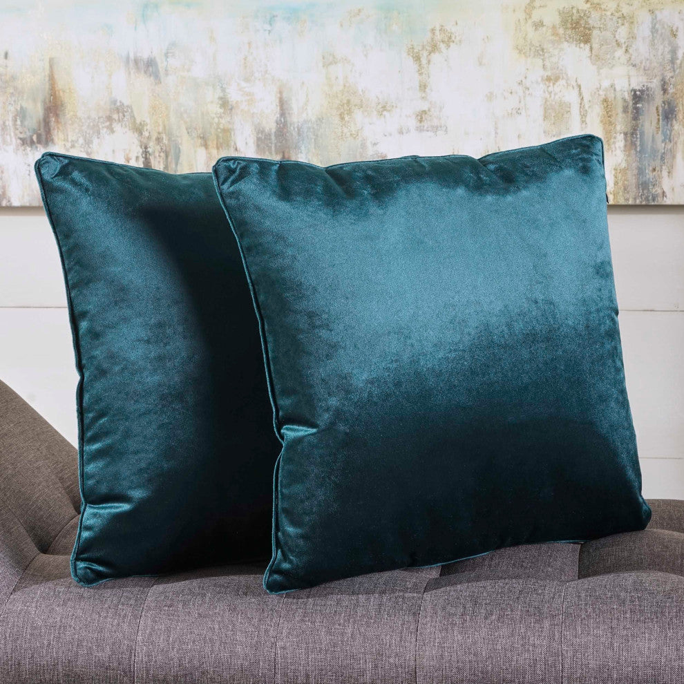 GDF Studio Velvin Modern Fabric Throw Pillows, Set of 2, Teal