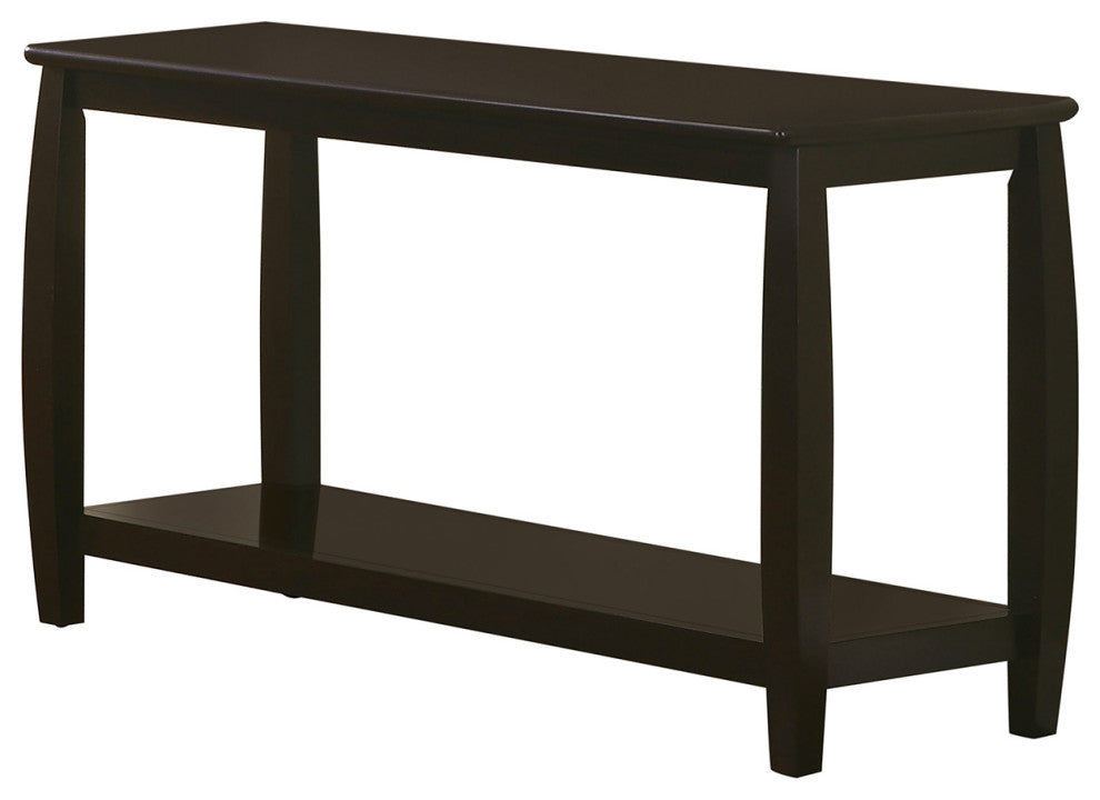 Wood Sofa Table with Shelf, Cappuccino