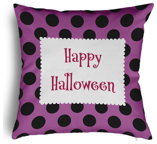 Happy Halloween Dots Accent Pillow With Removable Insert, Orchid, 18"x18"