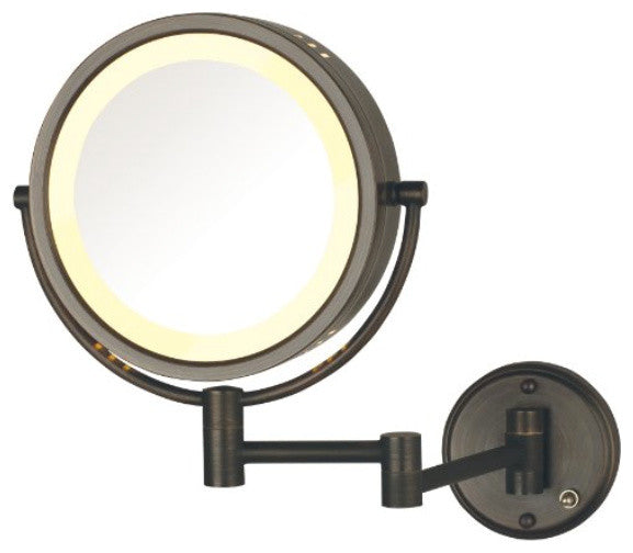 Jerdon HL75BZD Hard-Wired 8.5-Inch Two-Sided Lighted Wall Mount Mirror w/ 8x Mag
