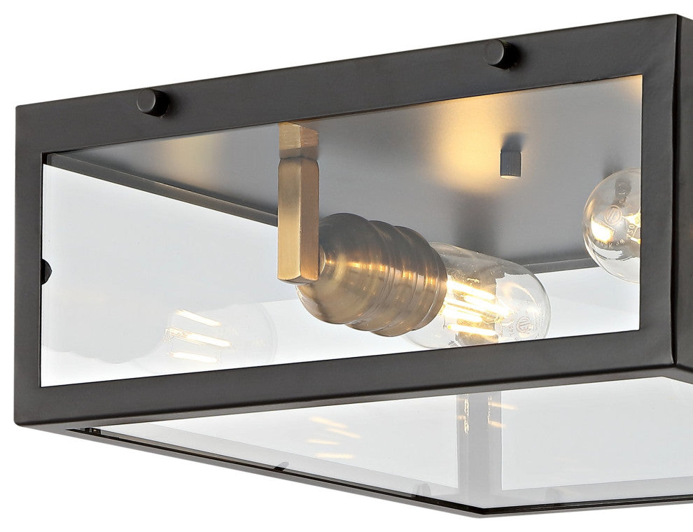 Grayson 12" Metal and Glass LED Flush Mount, Brass Gold