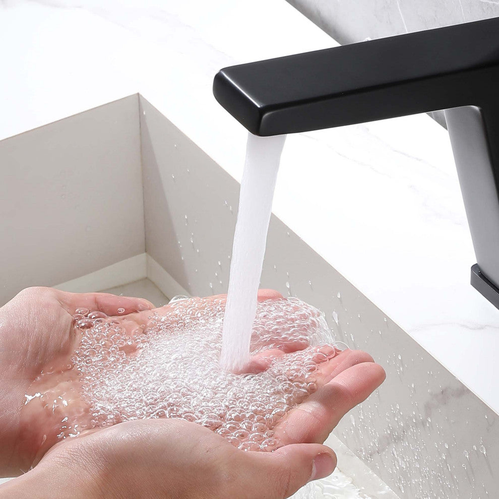 Deck Mounted Single Handle Bathroom Faucet, Single Hole, Matte Black