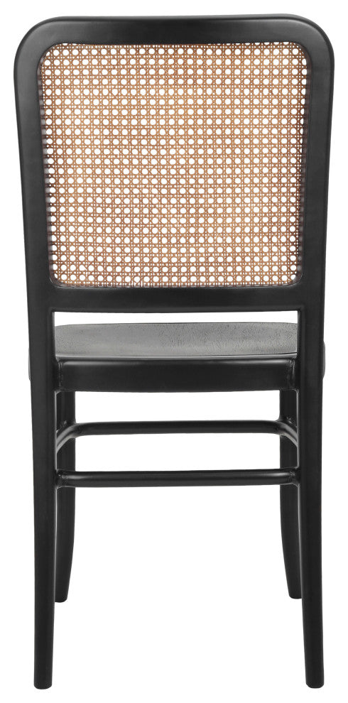 Sonora Rattan Dining Side Chair Wood Seat, Black/Natural