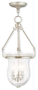 Pendant With Handcrafted Fluted Clear Glass, Polished Nickel