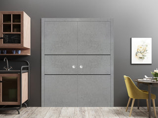 French Double Pocket Doors 48x96 | Planum 0014 Concrete with  | Kit Trims Rail