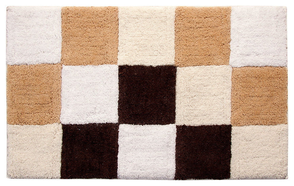 Bath Rug Cotton, 2 Piece, 34"x21" and 36"x24", Multi Beige, GSF 195, Dice