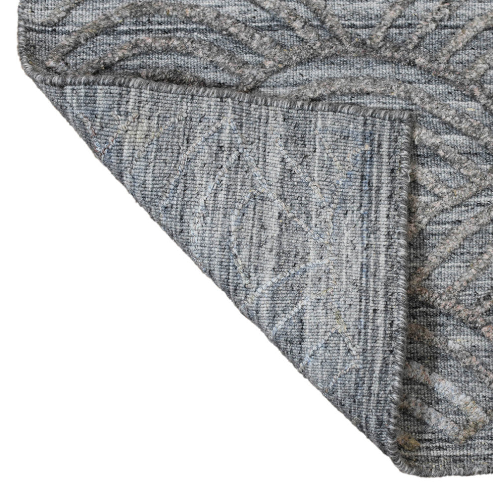HAND WOVEN FLAT WEAVE KILIM POLYESTER AREA RUGS -Rectangle,Silver,Geometric, [Rectangle] 4'x6'