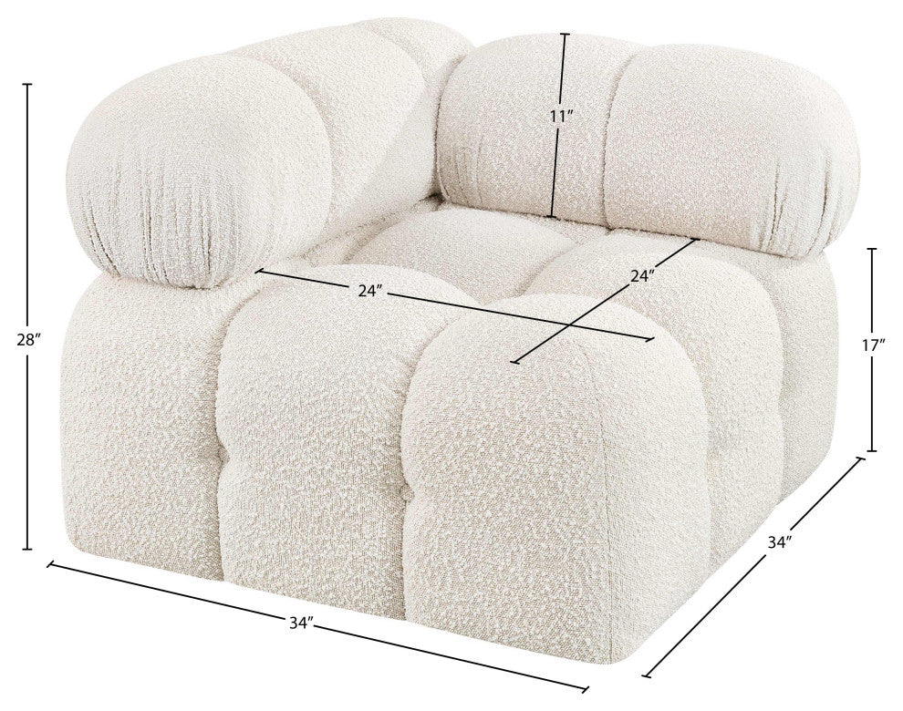 Ames Boucle Fabric Modular Chair, Cream, Corner Chair