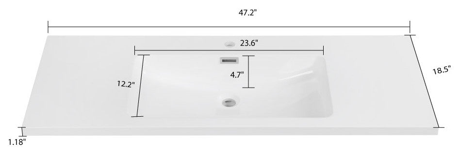 48" Solid Surface Resin Streamline K-1203-SIN-48 Vanity Top