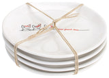 Stoneware Three French Hens Plate, 4-Piece Set