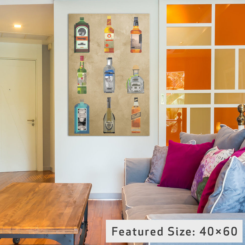 "Liquor Bottles" Print by 5by5collective, 40"x26"x1.5"