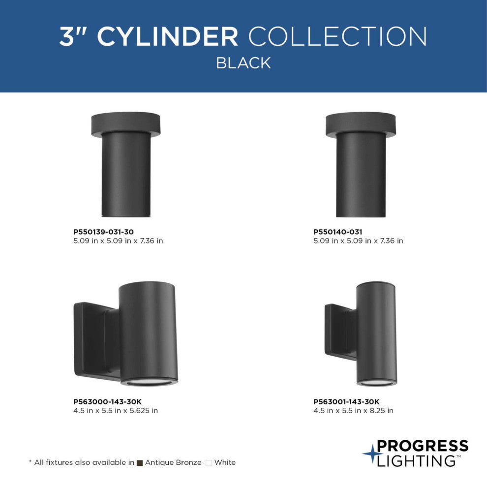 Progress Lighting P550139-30 3IN Cylinders 6"W LED Flush Mount - Black