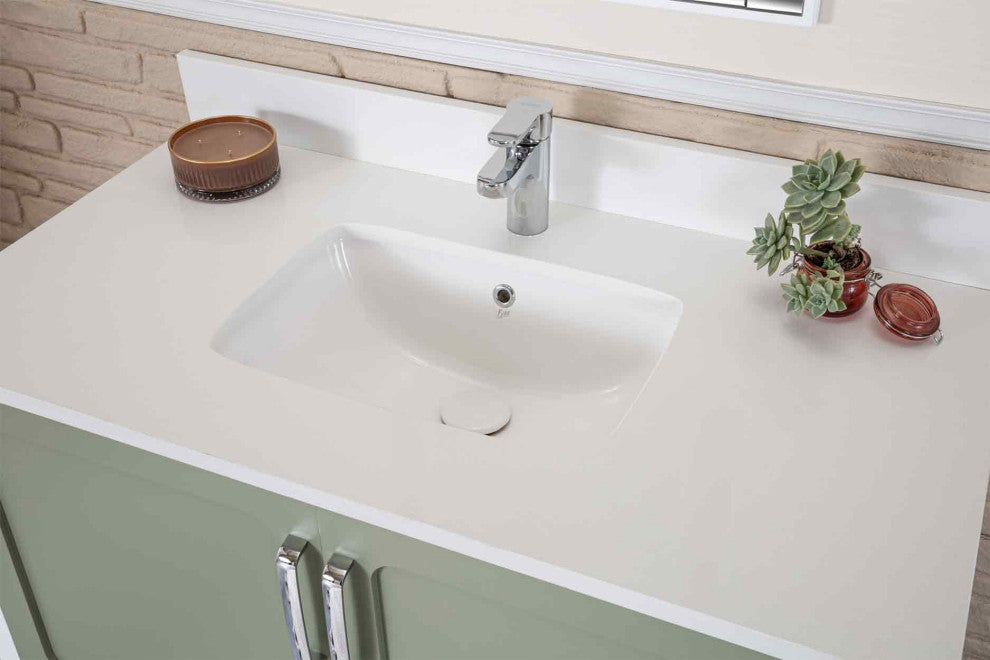 Florin Collection 42" Bathroom Vanity With Sink, Mirror, Countertop, Green
