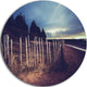 Old Fence On Beach At Sunset, Landscape Round Wall Art, 23"