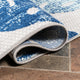 Monstera Tropical Leaf High-Low Indoor/Outdoor Area Rug, Light Gray/Navy, 2 X 8