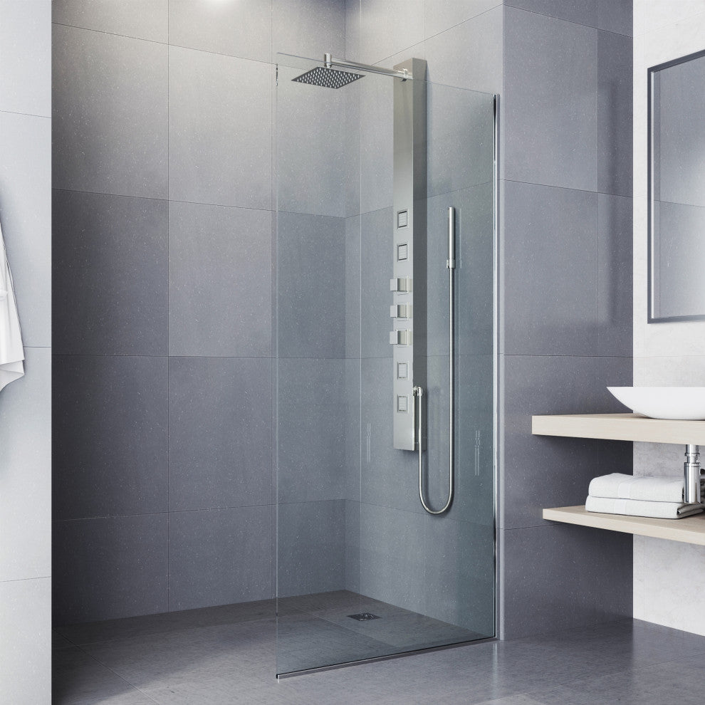 Sutton 58" H x 5" W 4-Jet Shower Panel with Square Shower Head, Stainless Steel