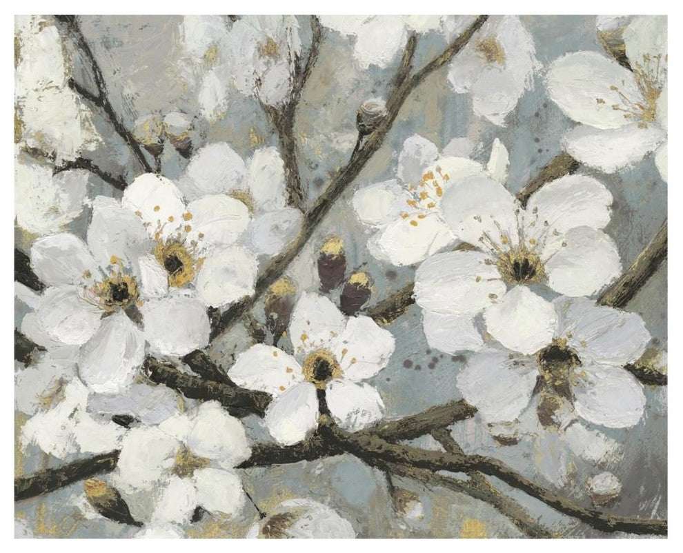"Cherry Blossoms I Blue" Digital Paper Print by James Wiens, 26"x22"