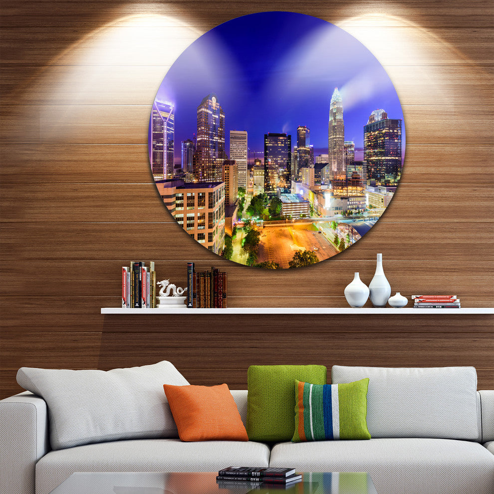 Charlotte North Carolina Cityscape, Cityscape Disc Metal Artwork, 36"