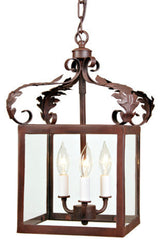 Small Scroll Lantern With Glass, Rust