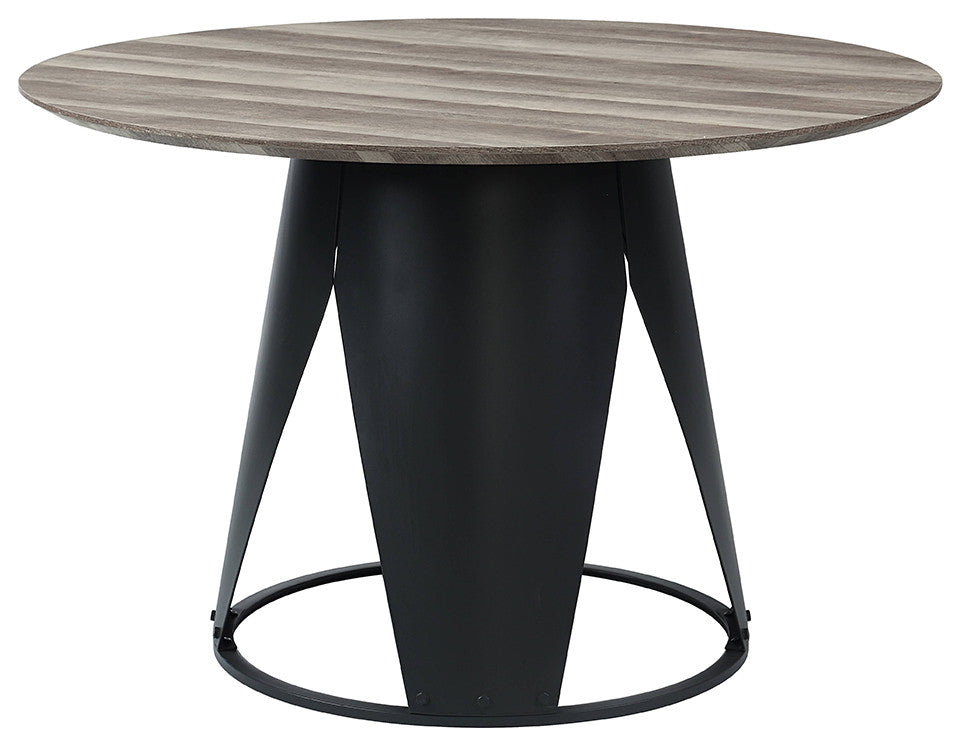 Zudora Dining Table, Antique Oak and Black Finish