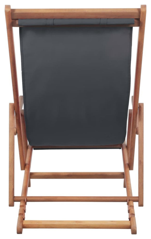 Vidaxl Folding Beach Chair Fabric and Wooden Frame Gray