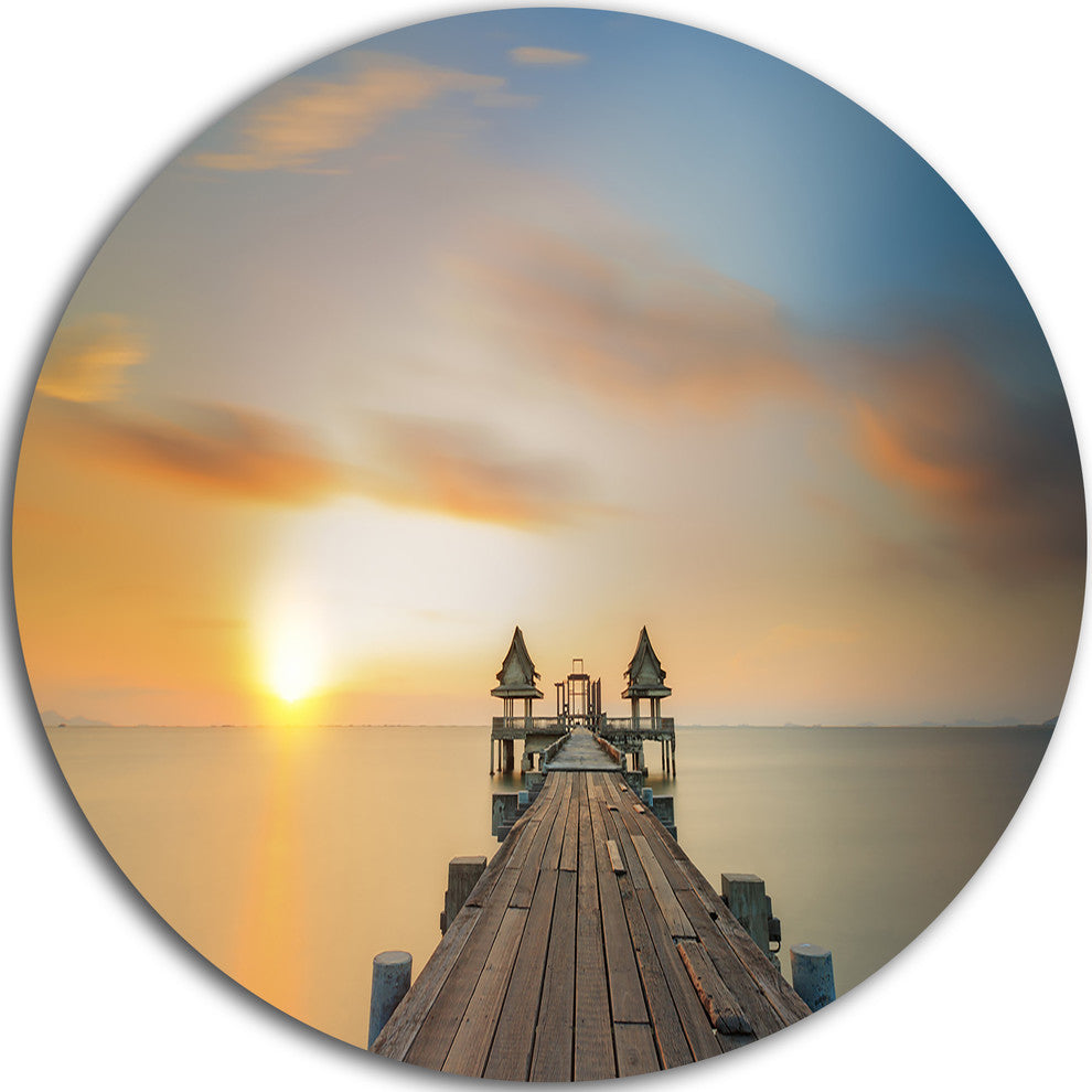 Infinity Bridge, Seascape Photography Round Wall Art, 11"